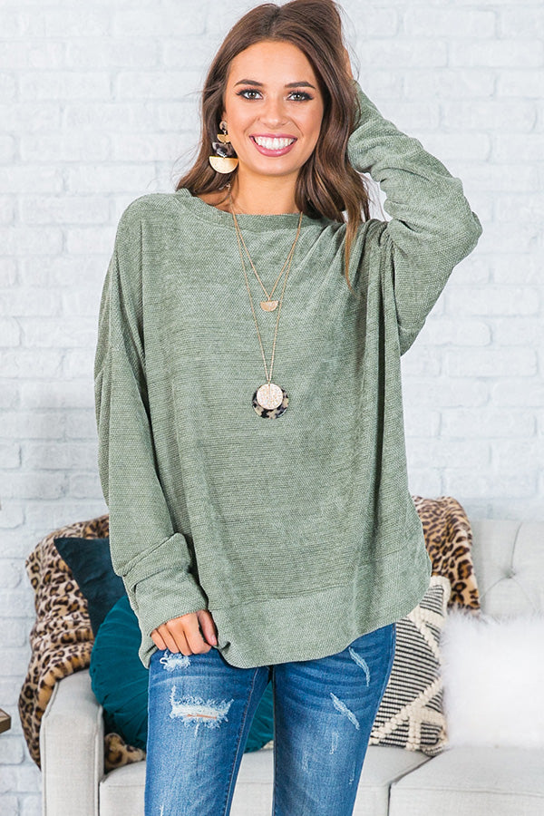 Chill In The Air Sweater in Sage • Impressions Online Boutique