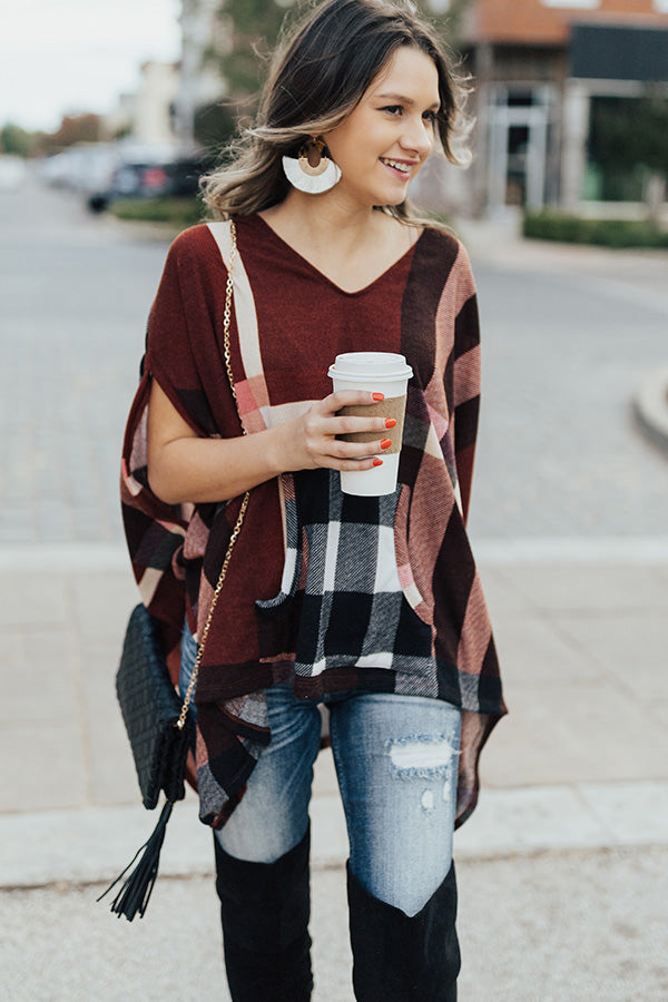 Toasting In Tahoe Plaid Poncho In Cinnamon Image - 2
