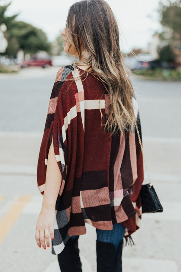 Toasting In Tahoe Plaid Poncho In Cinnamon Image - 4