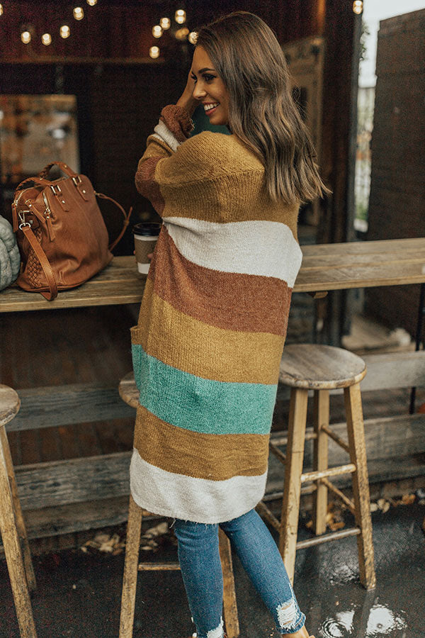Bundled Up In Brooklyn Color Block Cardigan In Mustard Image - 1