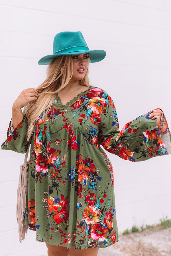 Endlessly Lovely Babydoll Dress In Army Green Curves Image - 2