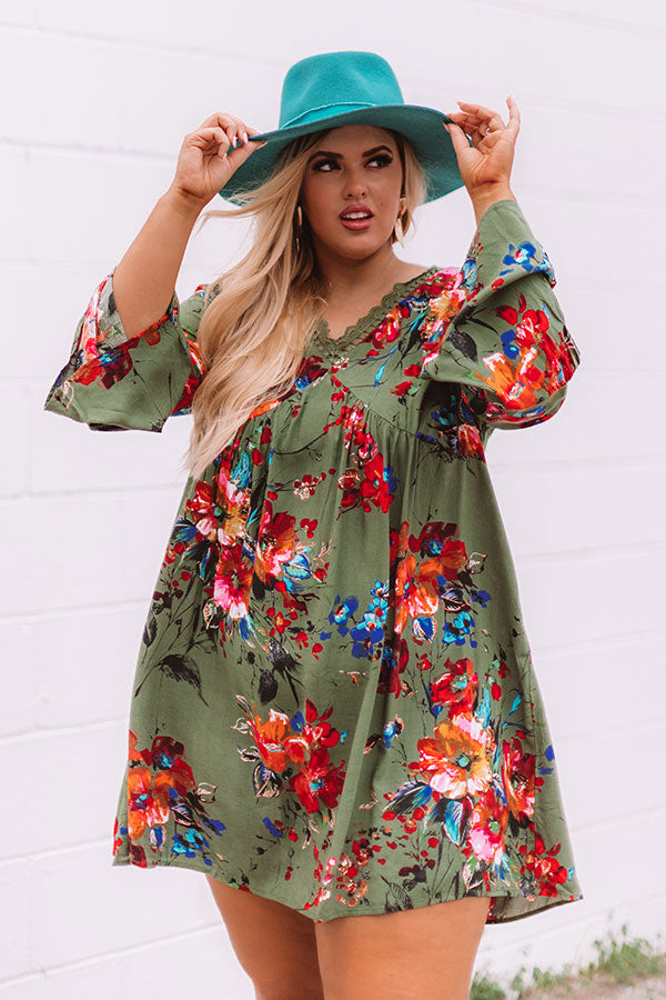 Endlessly Lovely Babydoll Dress In Army Green Curves Image - 4