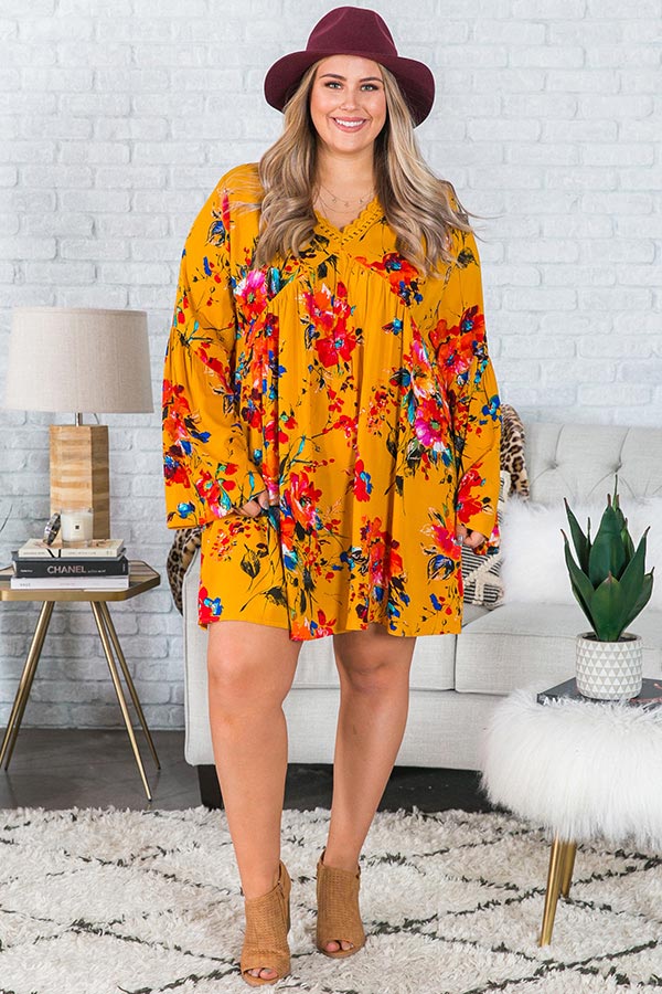 Endlessly Lovely Babydoll Dress In Mustard  Curves Image - 2