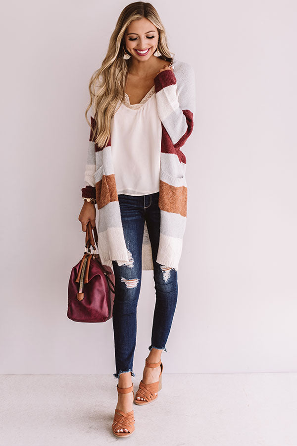 Bundled Up In Brooklyn Color Block Cardigan In Grey Image - 1