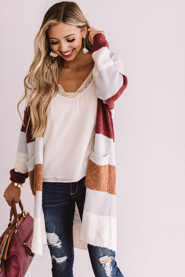 Bundled Up In Brooklyn Color Block Cardigan In Grey Image - 1