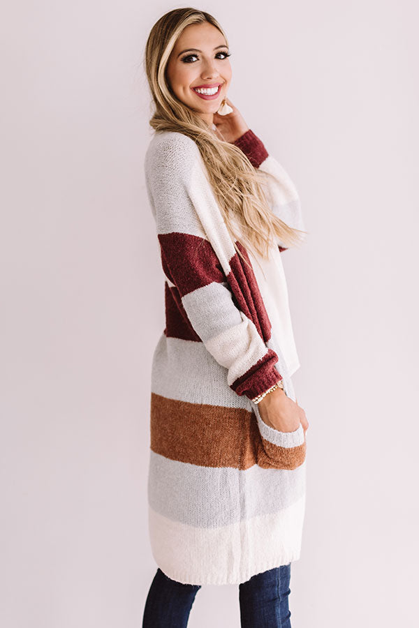 Bundled Up In Brooklyn Color Block Cardigan In Grey Image - 1