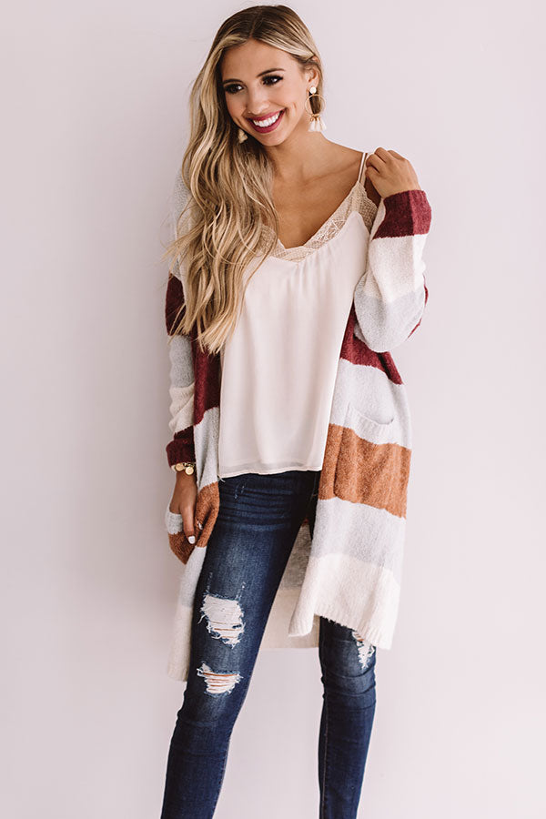 Bundled Up In Brooklyn Color Block Cardigan In Grey Image - 1