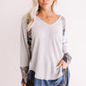 Mountainside Mimosas Waffle Knit Top In Grey Image - 1