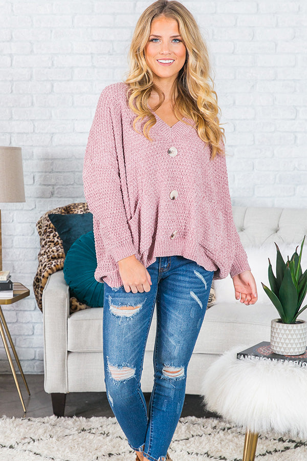 Swoon And Snuggles Chenille Shift Sweater In Blush Image - 2