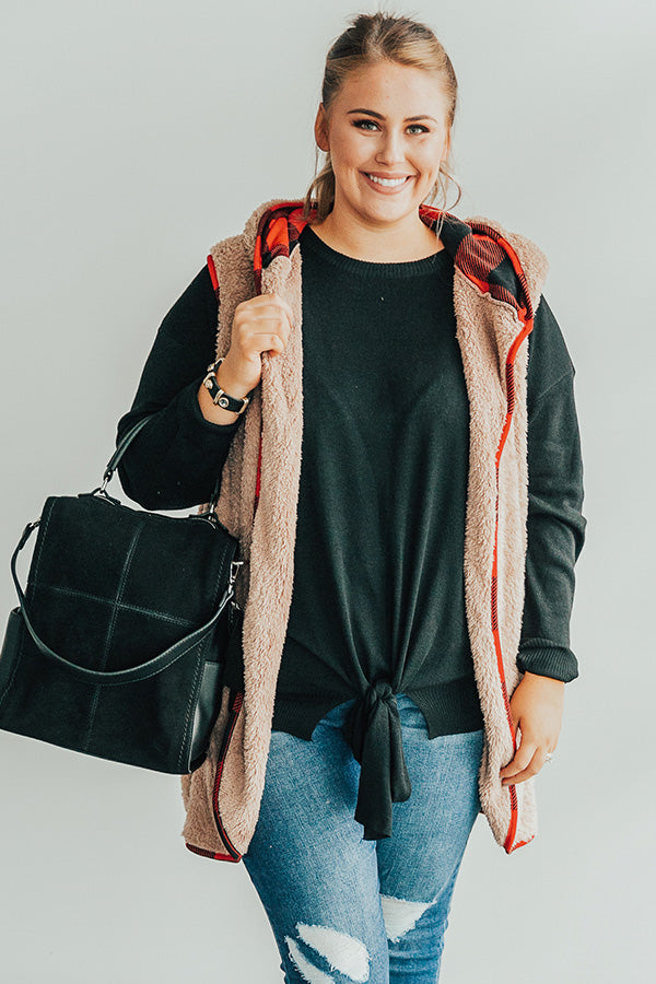 Flurries And Frappes Fuzzy Vest In Brown Curves Image - 4