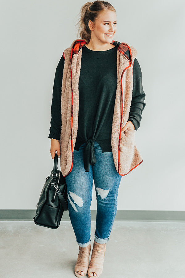 Flurries And Frappes Fuzzy Vest In Brown Curves Image - 3