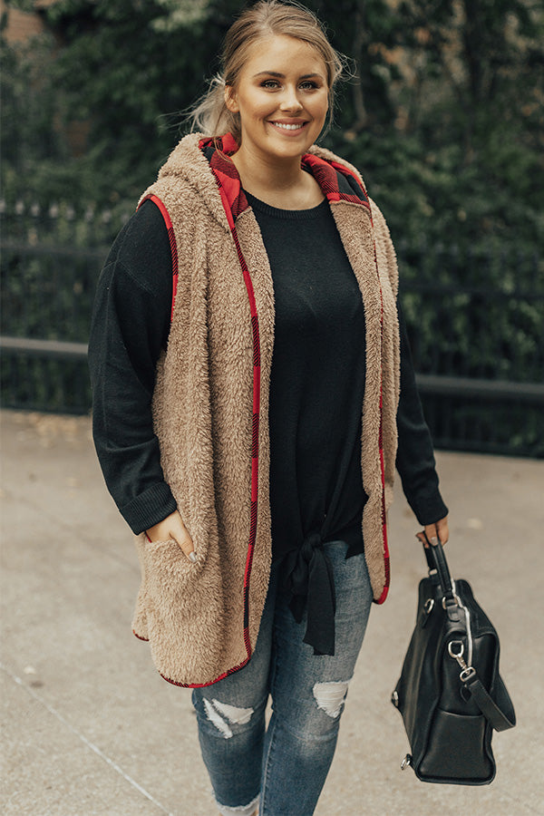 Flurries And Frappes Fuzzy Vest In Brown Curves Image - 1