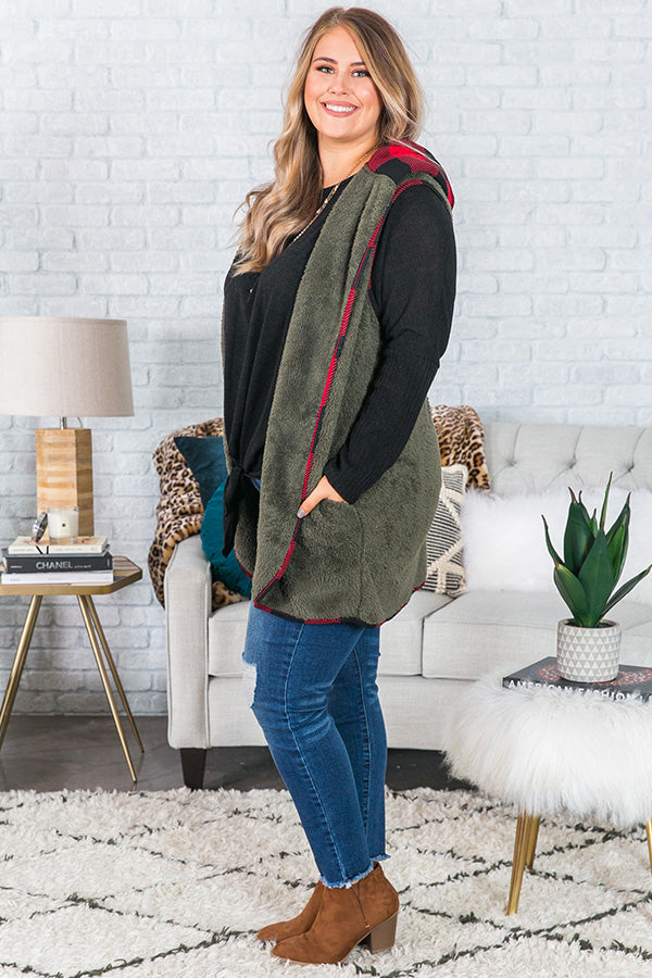 Flurries And Frappes Fuzzy Vest In Green Curves Image - 3