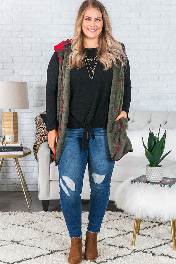 Flurries And Frappes Fuzzy Vest In Green Curves Image - 1