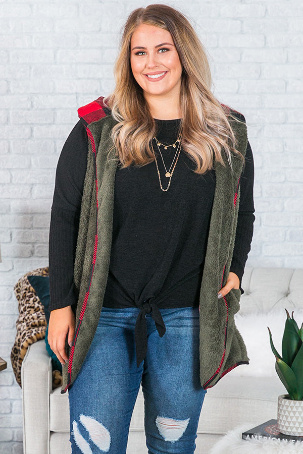 Flurries And Frappes Fuzzy Vest In Green Curves Image - 2