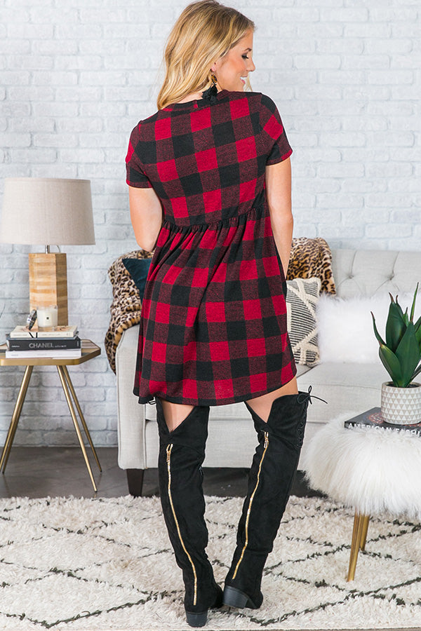 Mistletoe Memory Babydoll Buffalo Check Dress Image - 3
