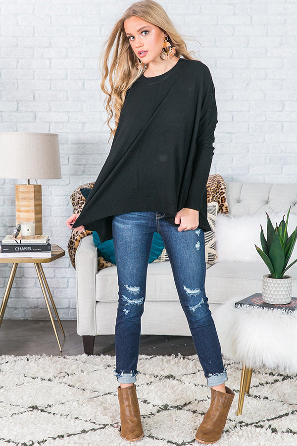 Giving Me Chills Shift Sweater In Black