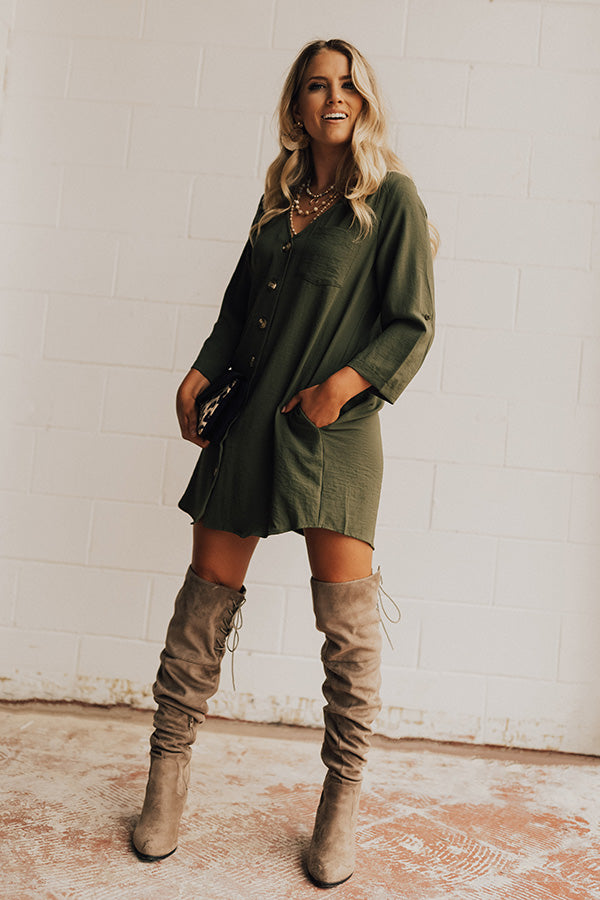 The Happiest Hour Shift Dress In Olive Image - 4