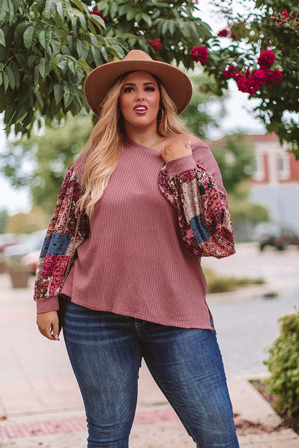 Sipping In Sonoma Waffle Knit Shift Top In Blush Curves Image - 4