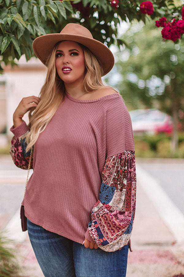 Sipping In Sonoma Waffle Knit Shift Top In Blush Curves Image - 5