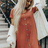 Button Up Bombshell Shift Dress In Pumpkin Image - 1