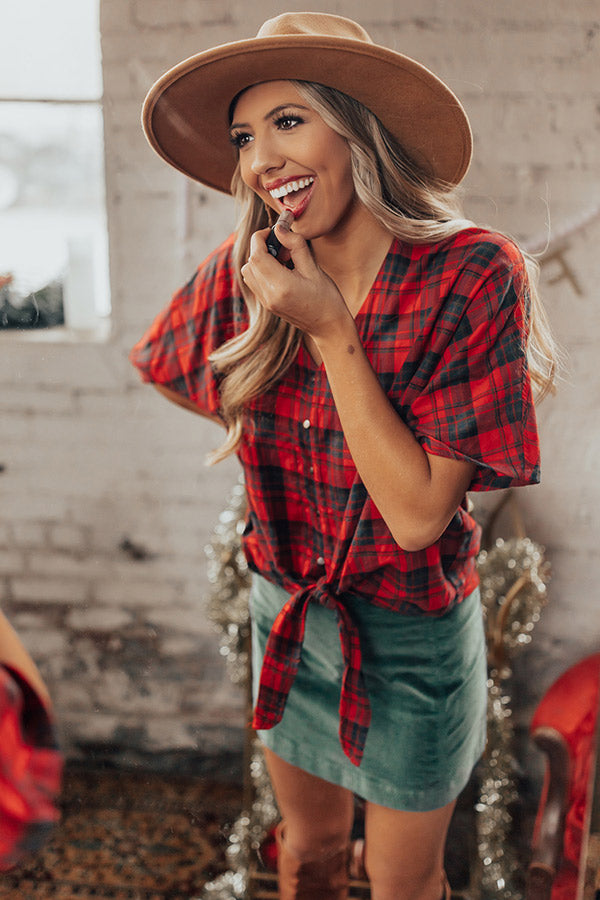 Plaid Romance Shift Top In Red