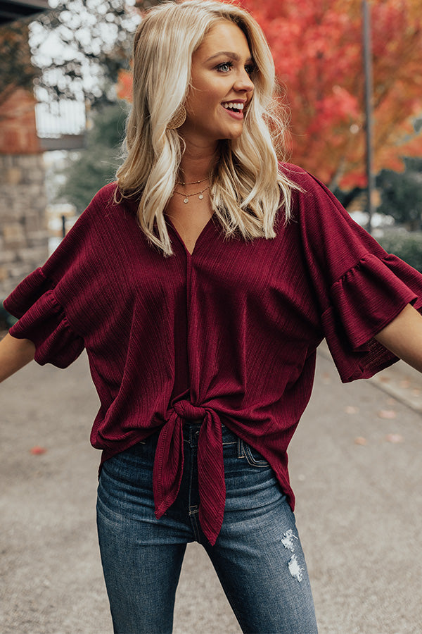 Leaves and Lattes Shift Top in Merlot Image - 1