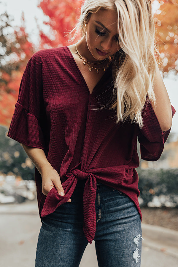 Leaves and Lattes Shift Top in Merlot Image - 2