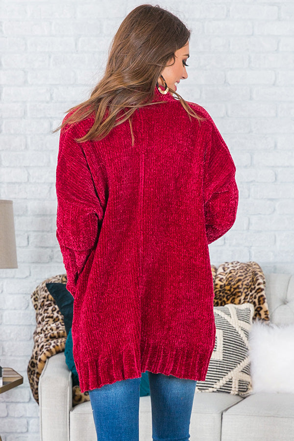 Sippin' On Sweet Cider Chenille Cardigan In Wine Image - 4