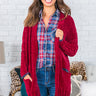 Sippin' On Sweet Cider Chenille Cardigan In Wine Image - 1