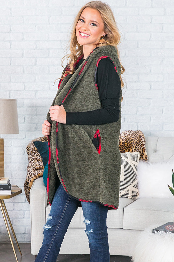 Flurries And Frappes Fuzzy Vest In Green Image - 3