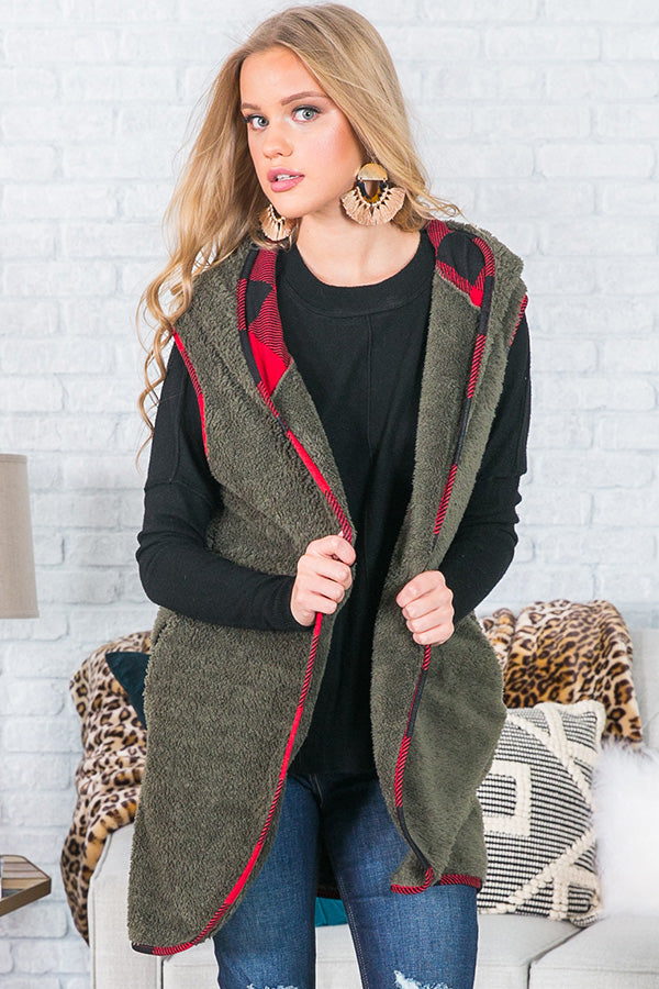 Flurries And Frappes Fuzzy Vest In Green Image - 1