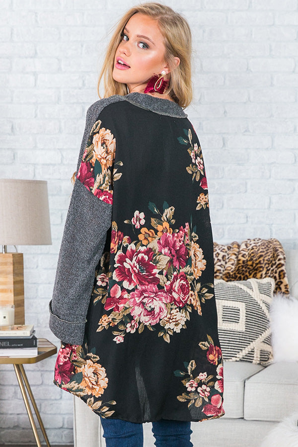 Keep The Cozy Coming Floral Cardigan Image - 4