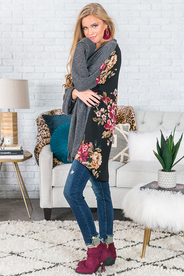 Keep The Cozy Coming Floral Cardigan Image - 3