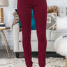 The Cecily Mid Rise Pants in Wine Image - 1