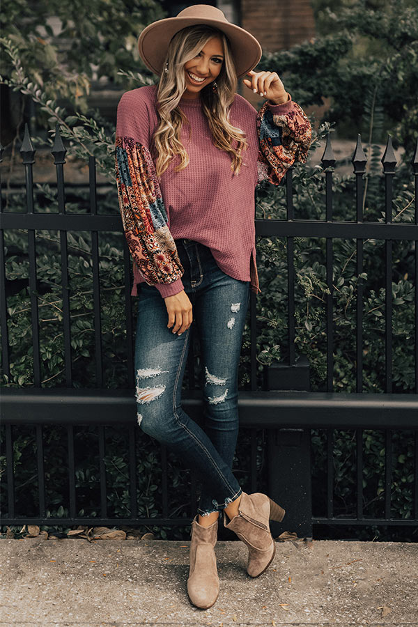 Sipping In Sonoma Waffle Knit Shift Top In Blush Image - 2