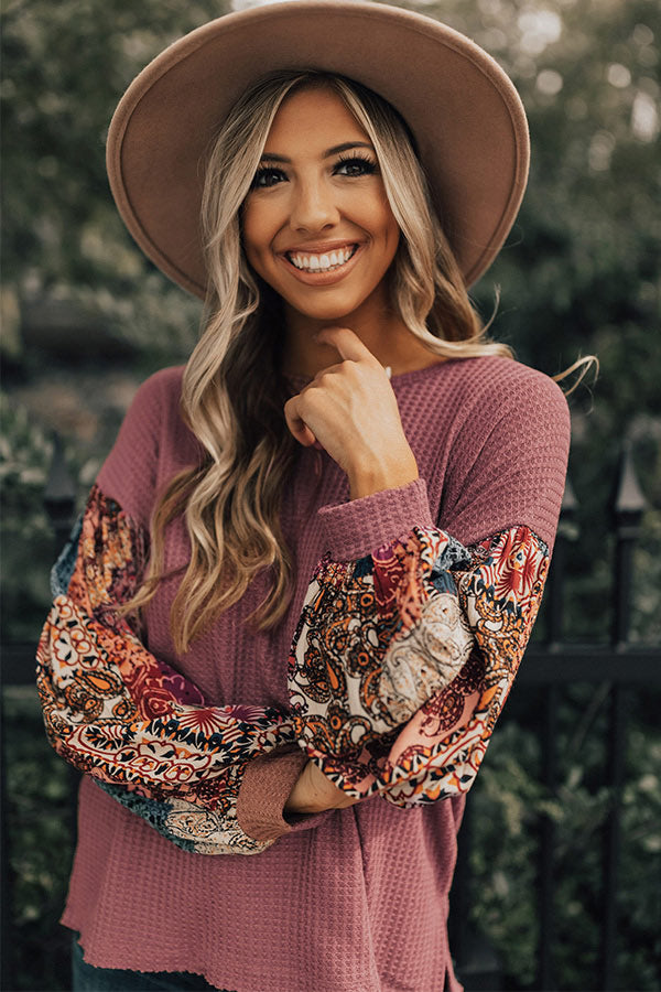 Sipping In Sonoma Waffle Knit Shift Top In Blush Image - 3