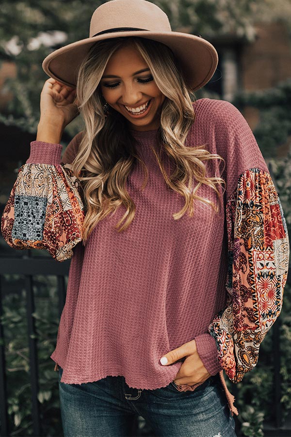 Sipping In Sonoma Waffle Knit Shift Top In Blush Image - 1