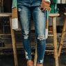 The Adalyn Mid Rise Distressed Ankle Skinny Image - 1