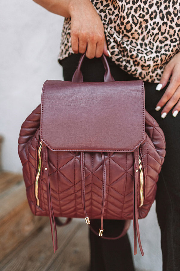 Jetting To Aspen Quilted Backpack in Wine Image - 2