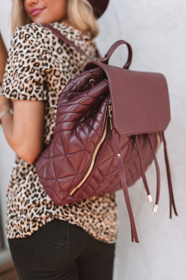 Jetting To Aspen Quilted Backpack in Wine Image - 3