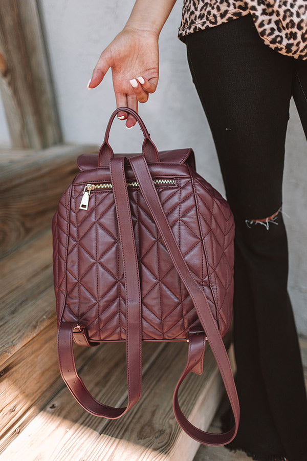 Jetting To Aspen Quilted Backpack in Wine Image - 4