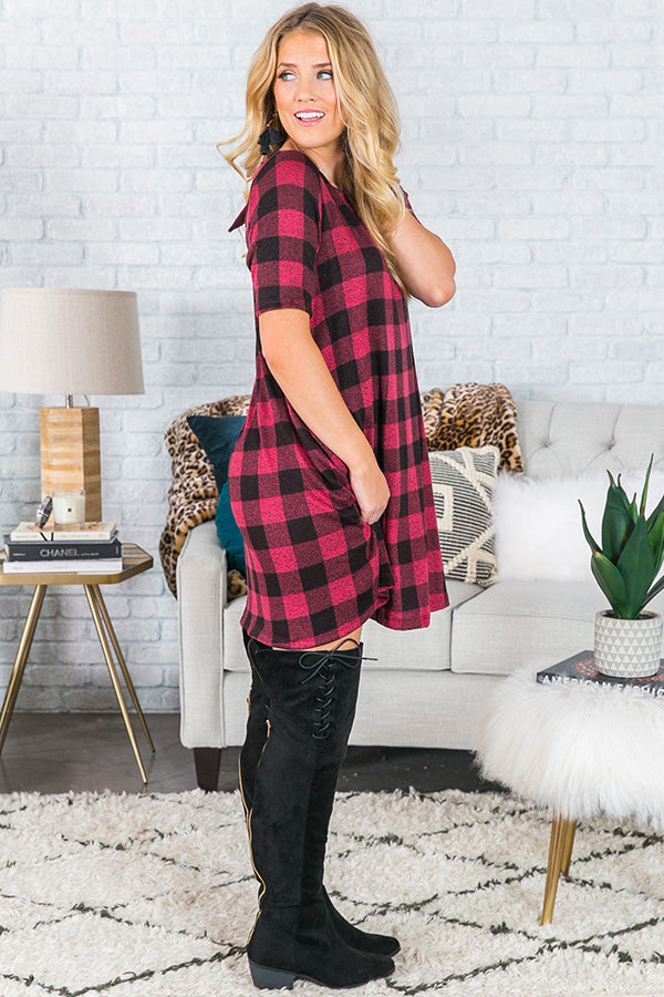 Cider And S'mores Buffalo Check Shift Dress Image - 3
