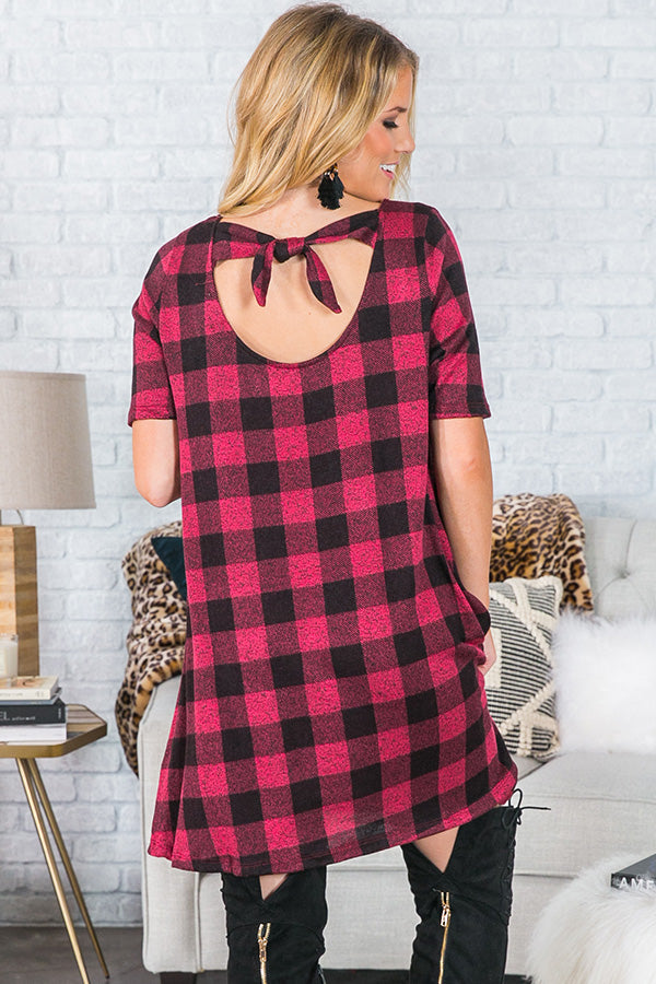 Cider And S'mores Buffalo Check Shift Dress Image - 4