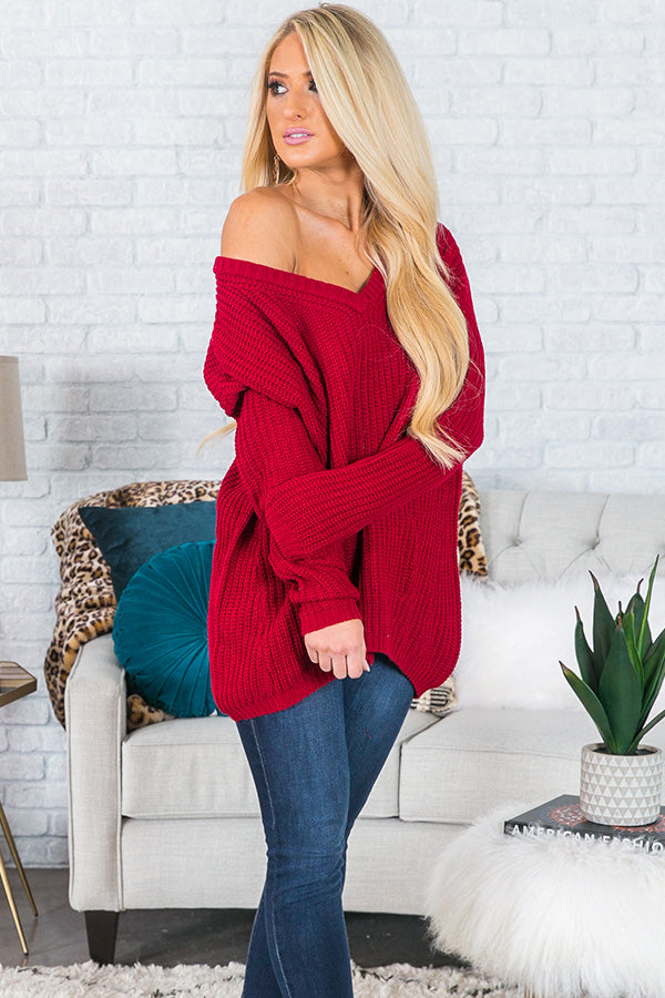 First Kiss Flurries Knit Sweater In Red Image - 1