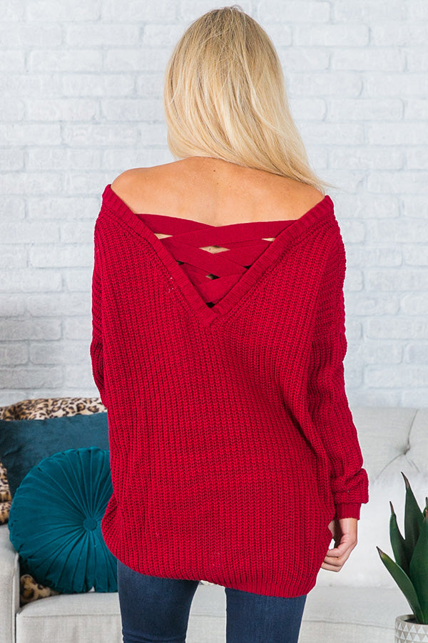 First Kiss Flurries Knit Sweater In Red Image - 5