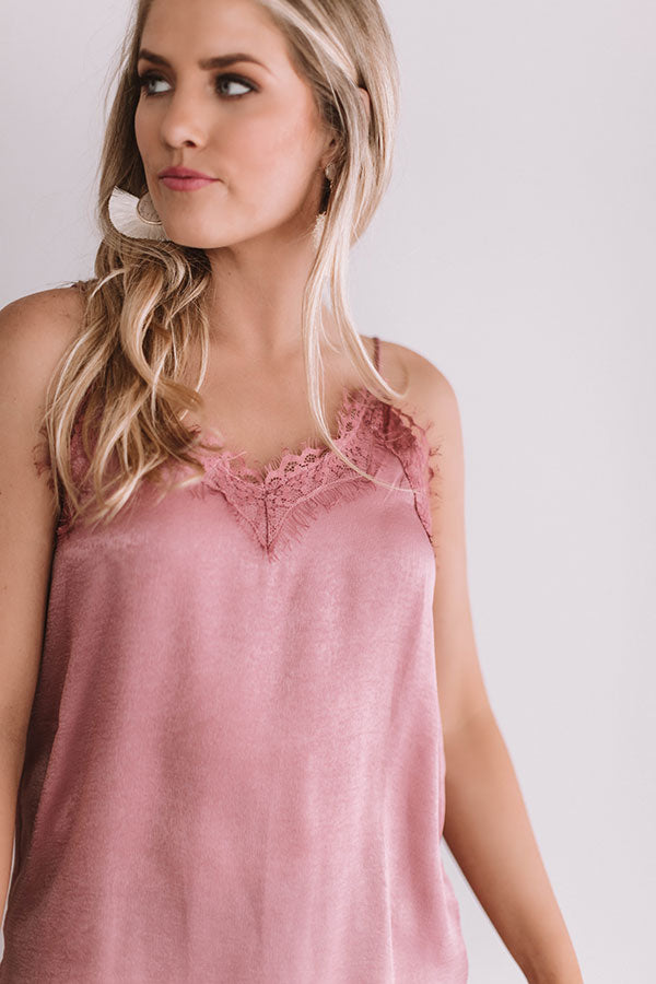 Date Night In Paris Satin Tank In Blush Image - 3