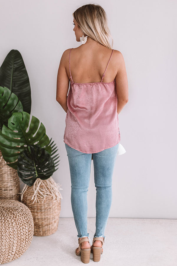 Date Night In Paris Satin Tank In Blush Image - 5