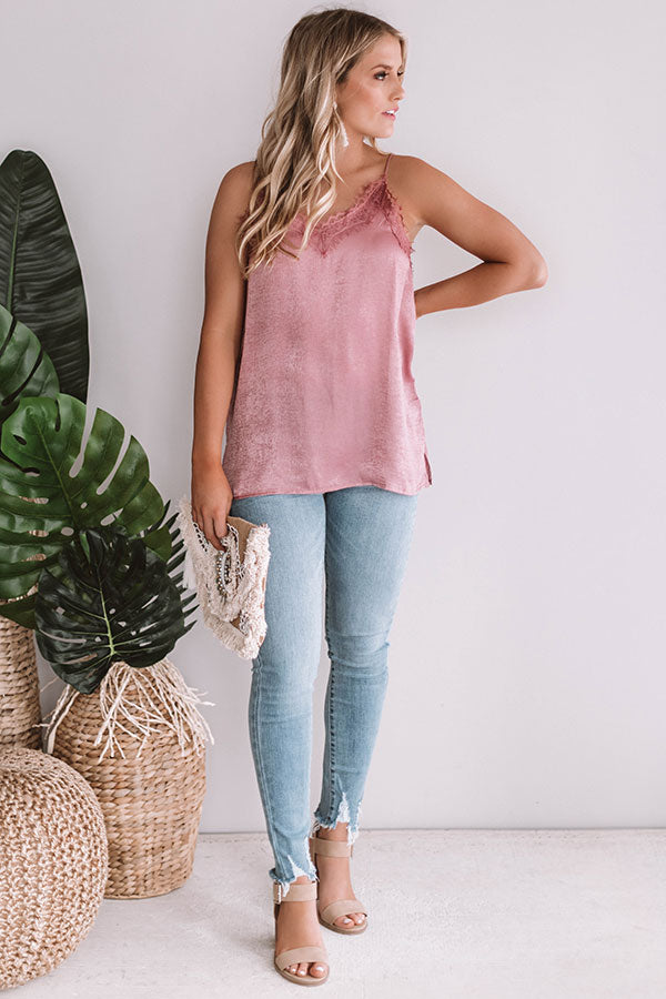 Date Night In Paris Satin Tank In Blush Image - 1