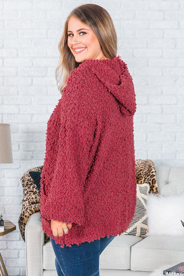 Cuddle Up And Get Cozy Hoodie In Sangria  Curves Image - 4